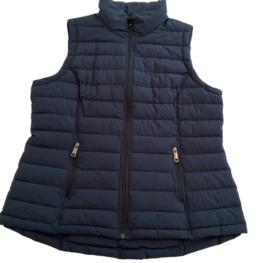 Nautica Puffer Vest Navy Blue Stand-Collar Full Zip-Front Women's X-Large
